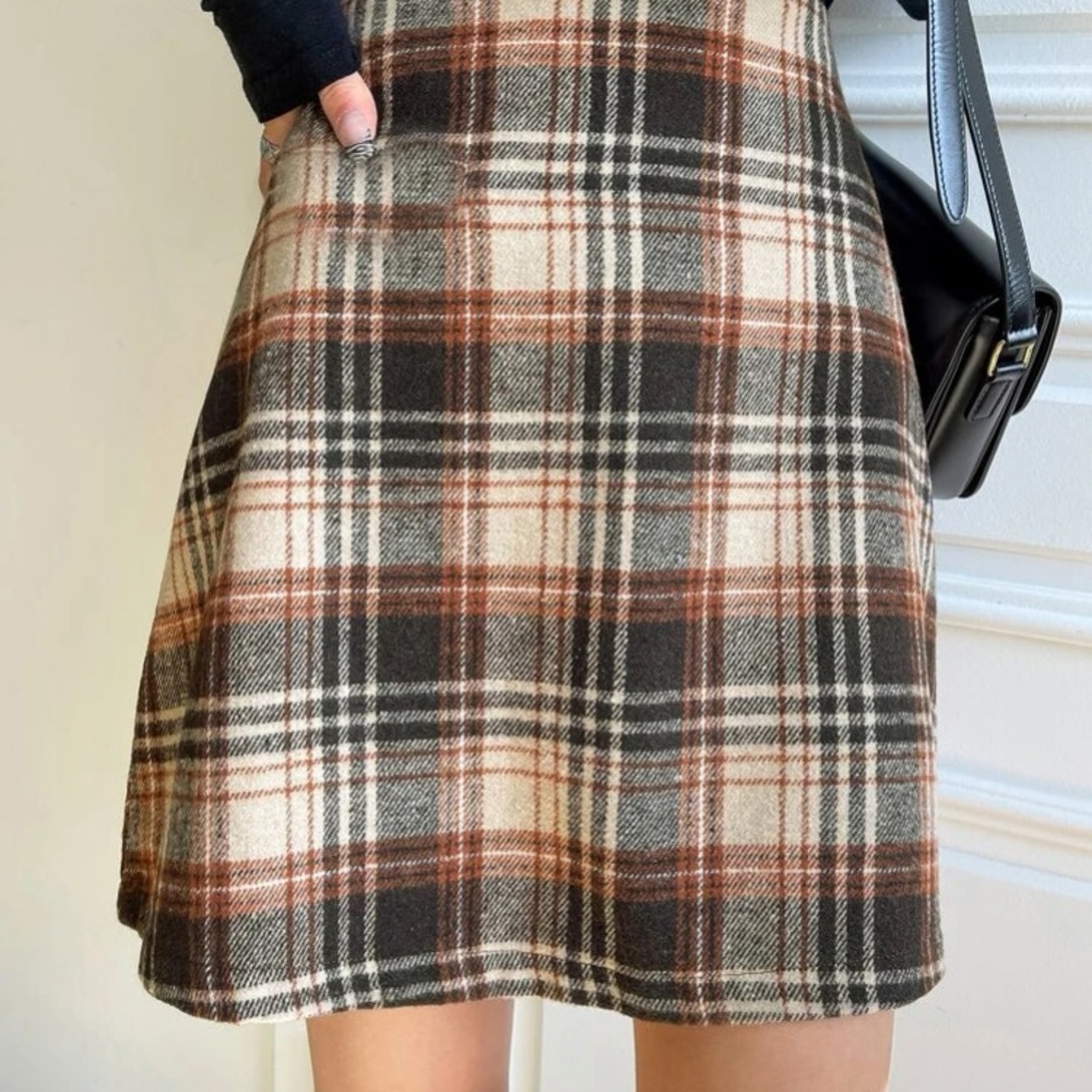 Dazy high waisted plaid wool-mix skirt - Picture 4 of 4